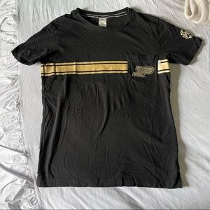 VS Pink Perdue Boilers tee - oversized XS super soft black gold sequins - cute!